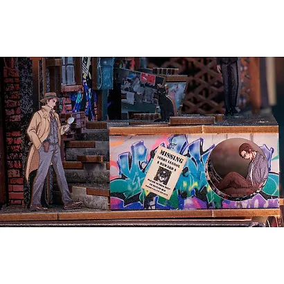 BN02 Конструктор интерьерный – сборный домик CuteBee - Долгое Прощание, 238 деталей (материалы: дерево, картон, пластик, металл), со световыми эффектами (подсветка интерьера), с питанием от 2хААА батареек (не включены), серия DIY, возраст 14+ - фото 14