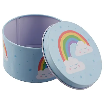 Шкатулка круглая Облачка и радуга (металл) (7,5см) - фото 2