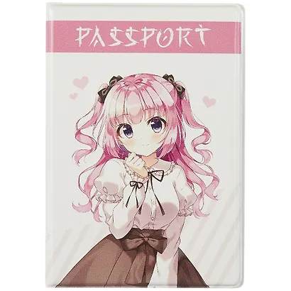 Обложка для паспорта Аниме Девушка с бантиком (Сёдзё) (цветная) (ПВХ бокс) - фото 1