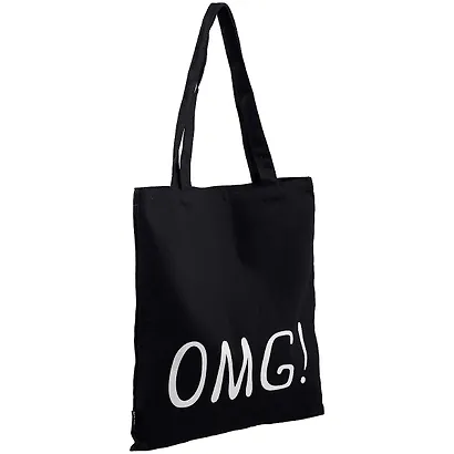 Сумка-шоппер OMG! черная, текстиль 40см.*32см. - фото 2