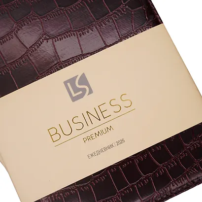 Ежедневник дат. 2026г. А5 176л "Business Premium. Grand croco" бордо, 7Б, иск.кожа, обл.поролон, тв.переплет, мет.уголки, тонир.блок, зол.торец, справ.мат-лы, 2 ляссе, инд.уп - фото 6