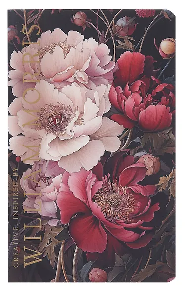 Книга для записей 130*210 32л "Creative. Inspired by William Morris (пионы на темном фоне)" скрепка - фото 1