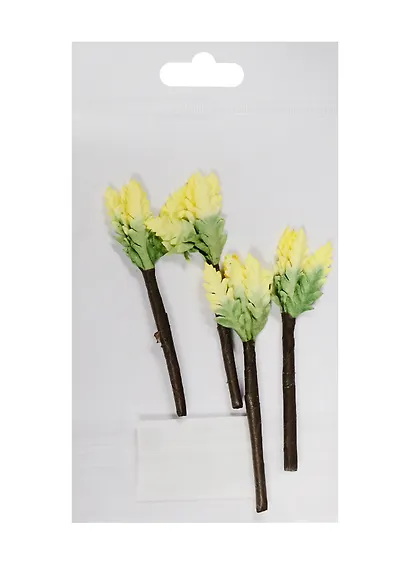 Листочки на веточке, 4шт, желто-зеленые - фото 1