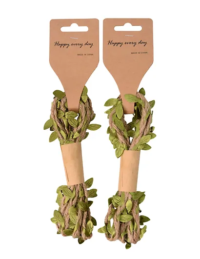 Набор Тесьма джут с листочками, 2 м, моток с подвесом (0815-1) 2 ШТ - фото 1