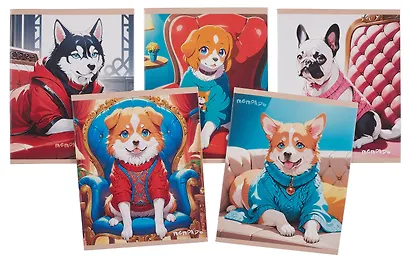 Тетрадь 40л лин. "Уютные собачки" мел.картон, поля, ассорти - фото 1