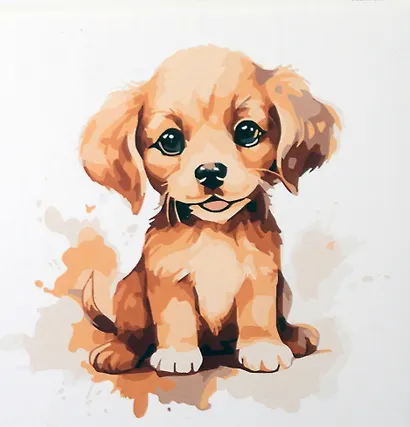 Холст с красками по номерам "Малыши-животные. Красочный щенок", 20 х 20 см - фото 1