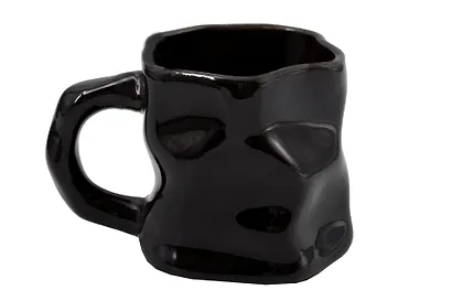 Кружка с мятыми гранями (черная) (керамика) (300мл) (12-202510-BOT_164) - фото 1