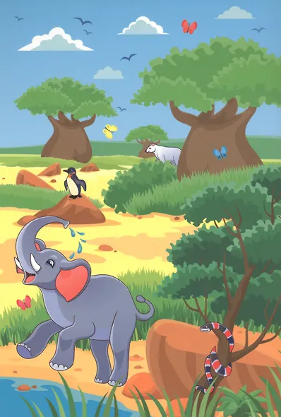 Дикие животные. Панорамка с многоразовыми наклейками - фото 3