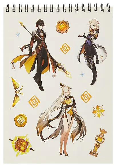 Геншин. Творческий блокнот cо стикерами A5. Хохочущий Лени - фото 3