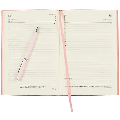 Ежедневник недат. А5 160л "Буйвол" розовый, кожзам, мягкий переплет, тонир.блок, ляссе - фото 3