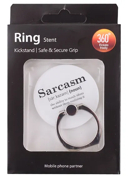 Держатель-кольцо для телефона Sarcasm (словарь) (металл) (коробка) - фото 2