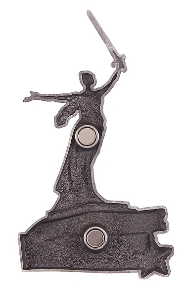 Магнит-фигурка Волгоград Родина-мать+триколор (мет.с эмалью цв.ант.олово) (027-3-80-F-ATN) - фото 2