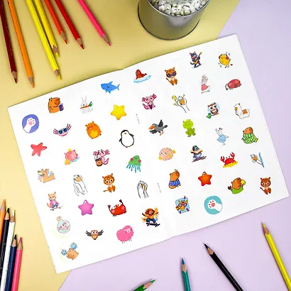 Раскраска с заданиями. Животные (48 наклеек) - фото 2