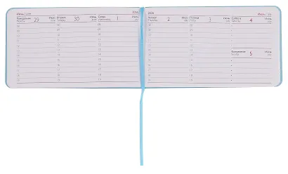 Еженедельник дат. 2026г. 64л 150x87 мм 150x87 мм "Виннер" голубой, кожзам, мягк.переплет, блинт.тиснение, офсет, карманный, горизонт, справ.мат-лы, закругл.углы, ляссе, инд.уп - фото 3