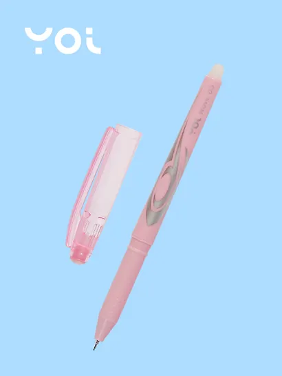 Ручки гелевые пиши-стирай синие 12 штук "Wave" 0,5 мм, корпус розовый, Yoi - фото 3