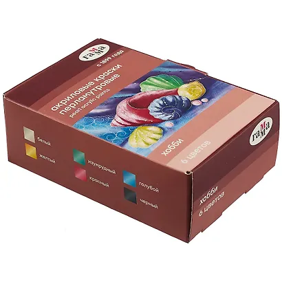 Краски акриловые 6цв 20мл "Хобби" перламутр, к/к - фото 1