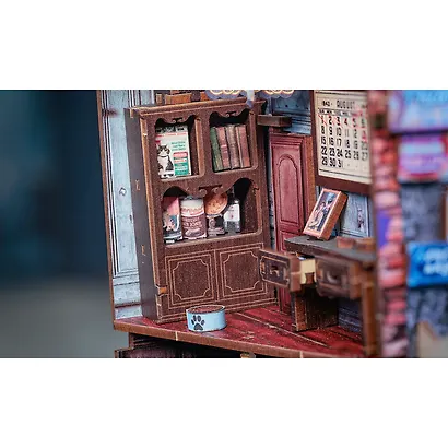 BN02 Конструктор интерьерный – сборный домик CuteBee - Долгое Прощание, 238 деталей (материалы: дерево, картон, пластик, металл), со световыми эффектами (подсветка интерьера), с питанием от 2хААА батареек (не включены), серия DIY, возраст 14+ - фото 9