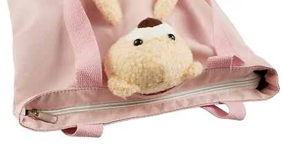 Сумка-шоппер на молнии с игрушкой Мишка (розовая) (35х34х9) (текстиль) (12-11141-SH13) - фото 2