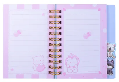 Записная книжка А7 70л "Кошачий день" карт.обл., спираль, карт.разделители, ассорти - фото 2