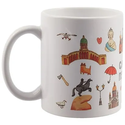 Кружка СПб "Санкт-Петербург. Символы города." (керамика) (330мл) (коробка) - фото 2