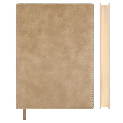 Ежедневник недат. А5+ 160л "Фланстер" бежевый, мягк.переплёт, иск.кожа, ляссе, подар.карт.коробка с ПВХ-крышкой - фото 2