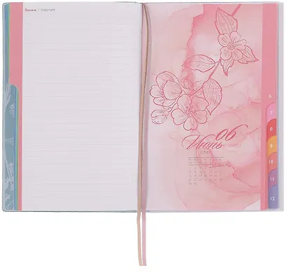 Еженедельник дат. 2026г. А6+ 96л "Джут" розовый, кожзам, мягк.переплет, блинт.тиснение, тисн. фольгой, офсет, справ.мат-лы, вырубка, 2 ляссе, инд.уп - фото 9
