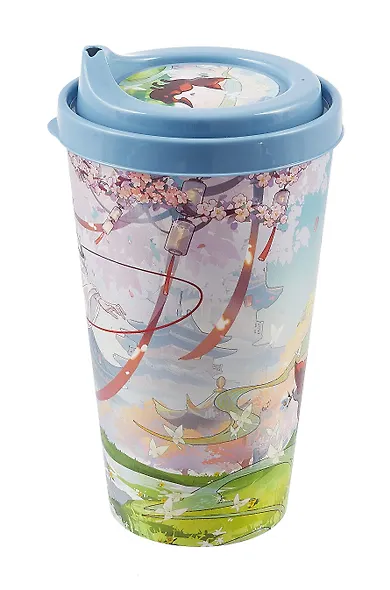 Стакан с крышкой Благословение небожителей Се Лянь сакура (пластик) (550 мл) - фото 4
