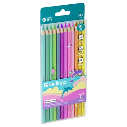 Карандаши цветные Berlingo, "SuperSoft. Pastel", 12 цветов - фото 3