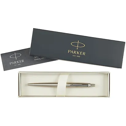 Ручка подарочная шариковая синяя, Jotter Stainless Steel CT, Parker - фото 2
