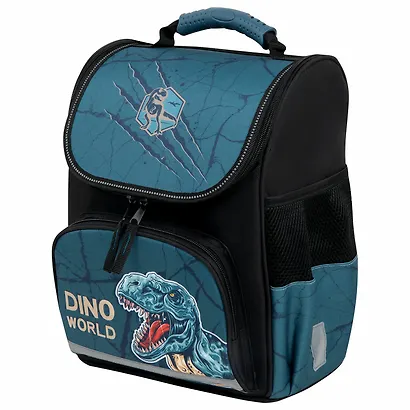 Ранец BASIC "Dino world" 1 отд., 35*28*18см. 3 кармана, эргоном. спинка - фото 1