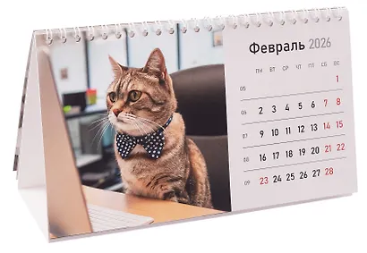 Календарь 2026г 210*120 "Офисные котики" настольный, домик - фото 3