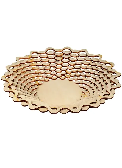 Игрушка из дерева Ваза большая широкая Волна (плетенка) (252х255х50) (162837) (Полноцвет) - фото 1