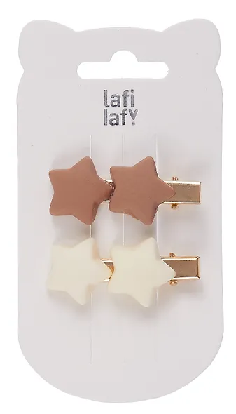 Набор заколок Звездочки матовые (2 штуки) (кофейные оттенки) (пластик) (4 см), Lafilaf - фото 2
