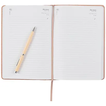 Ежедневник недат. А5 160л "Аппрет" пепельно-розовый, кожзам, тв.переплет, 3D-дизайн, офсет, ляссе - фото 3