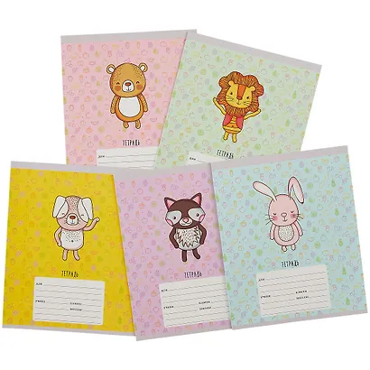 Тетрадь в клетку Listoff, "Зверята", 12 листов, в ассортименте - фото 7