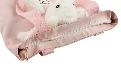Сумка-шоппер на молнии с игрушкой Кролик (розовая) (35х34х9) (текстиль) (12-11141-SH10) - фото 2