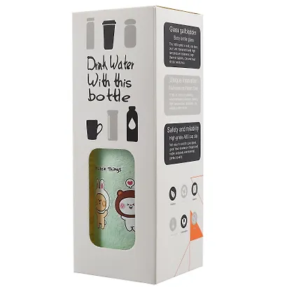 Бутылка в чехле велюр Kawaii Зверюшки Enjoy the little things (стекло) (300мл) - фото 6