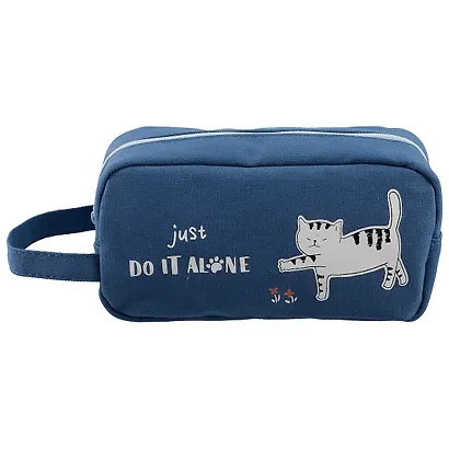 Косметичка на молнии Коты с надписями (ткань) (18х9,5) (ПВХ бокс) (12-22716-maomi) - фото 2