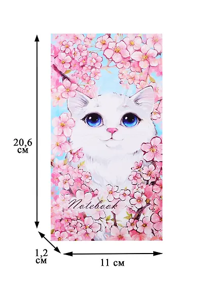 Книга для записей А5- 80л кл. "КОТ В ЦВЕТАХ" 7БЦ, выб.перлам.лак, тиснение фольгой, мат.ламинация - фото 2