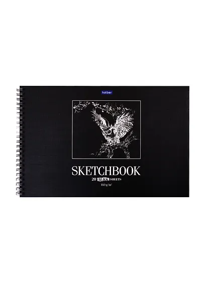 Скетчбук А4 20л "Сова" черн. внутр блок, 160г/м2, тв.обложка, спираль - фото 1