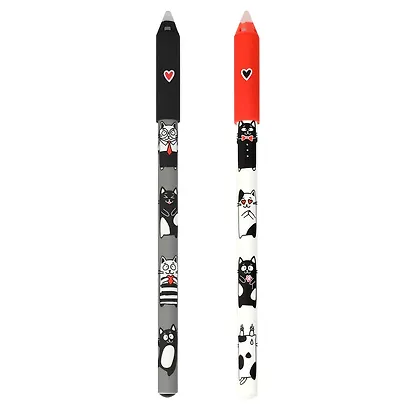 Ручка гелевая синяя пиши-стирай "Черно-белые коты" 0,5 мм, soft touch - фото 3