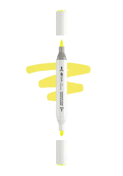 Маркер акриловый "Сонет" горчичный, двусторонний, перо кисть/пуля - фото 1