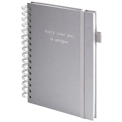 Книга для записей А5 80л кл. "Calipso" серый, иск.кожа, резинка, гребень - фото 1