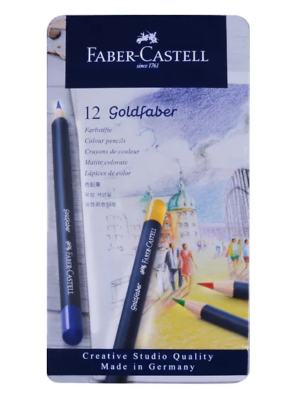 Карандаши цветные 12цв Goldfaber, метал.кор, Faber-Castell - фото 1