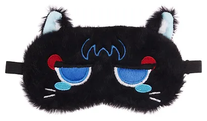 Маска для сна «Котик Аниме хмурится», черная, плюш, Lafilaf - фото 2