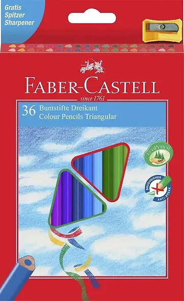 Карандаши цветные Faber-Castell, 36 цветов с точилкой - фото 1