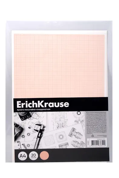 Бумага миллиметровая А4 20л рыжая сетка, пластик.папка, ErichKrause - фото 1