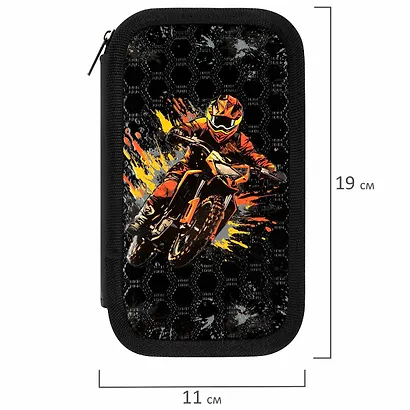 Пенал 2 отделения "Fire moto" 19*11 см - фото 6