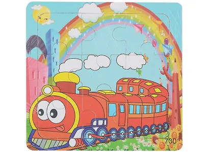 Развивающая рамка Паровозик дерево, 16 элементов - фото 1