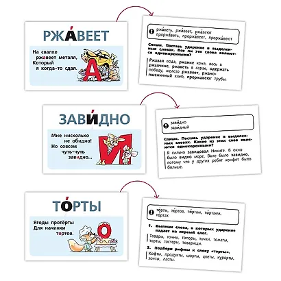 Говорим правильно. Ударение. 1-4 класс (64 карточки) - фото 2